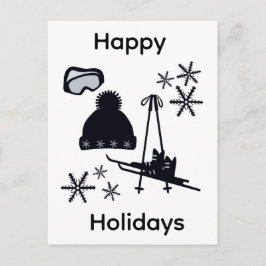 Black ski & winter designs briefkaart