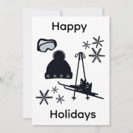 Black ski & winter designs feestdagenkaart