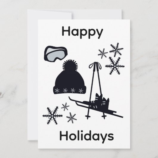 Black ski & winter designs  feestdagenkaart (Voorkant)