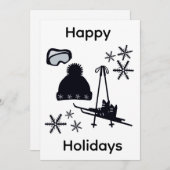 Black ski & winter designs  feestdagenkaart (Voorkant / Achterkant)