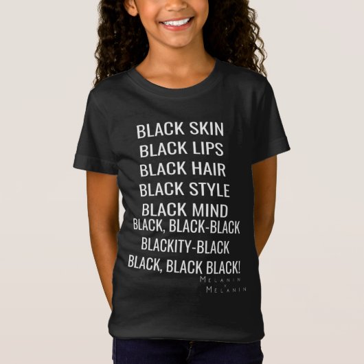 Black Skin Hair Licht Nails Mind Blackity Black T-shirt (Voorkant)