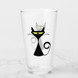 Black Skinny Cat met grote gele ogen Glas