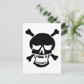 Black Skull and Crossbones Silhouette Briefkaart (Staand voorkant)