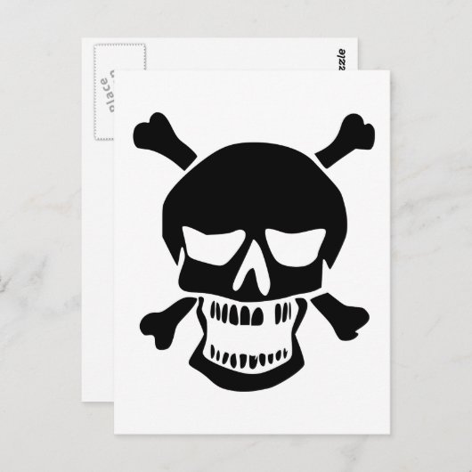 Black Skull and Crossbones Silhouette Briefkaart (Voorkant / Achterkant)