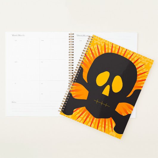 Black Skull and Crossbones Spiral Planner