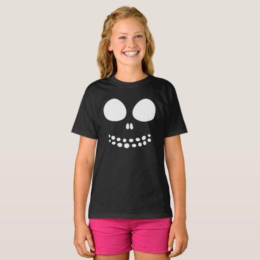 Black Skull Face Girls Shirt (Voorkant volledig)
