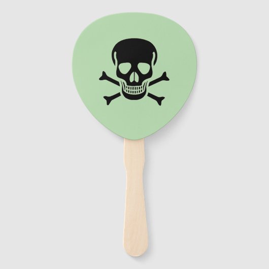 Black Skull green paddle hand fans Handwaaier (Achterkant)