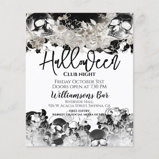 Black Skull Halloween Flyer Sjabloon (Voorkant)