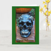 Black Skull Halloween Kaart (Gele Bloem)