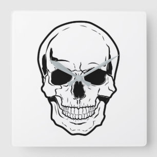 Black Skull Laughter Vierkante Klok