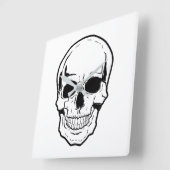 Black Skull Laughter Vierkante Klok (Hoek)