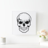 Black Skull Laughter Vierkante Klok (Huis)