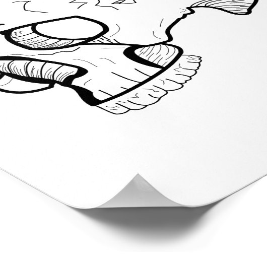 Black Skull Line art Draw Poster (Hoek)