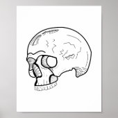 Black Skull Line art Draw Poster (Voorkant)
