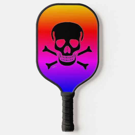 Black Skull neon pickleball paddle (Voorkant)