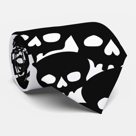 Black Skull Pattern Stropdas (Opgerold)