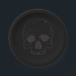 Black Skull Rock Star Cool Zwart Verjaardagsfeest Papieren Bordje<br><div class="desc">Pas aan met om het even welke tekst. Overeenkomende objecten zijn beschikbaar.</div>