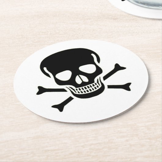 Black Skull-ronde papieren drankenkuikens Ronde Kartonnen Onderzetter (Gebogen)