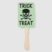 Black Skull Trick Treat green rectangle hand fans Handwaaier (Voorkant)