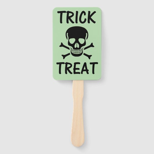Black Skull Trick Treat green rectangle hand fans Handwaaier (Voorkant)