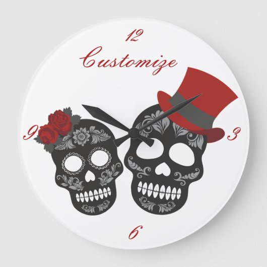 Black skulls Duo Thunder_Cove Grote Klok (Voorkant)