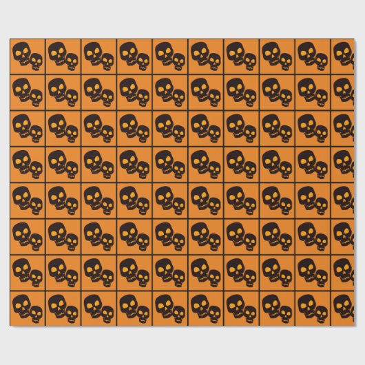 Black Skulls Halloween Cadeaupapier (Vlak)