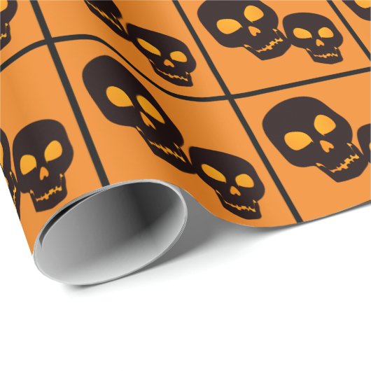 Black Skulls Halloween Cadeaupapier (Rol Hoek)