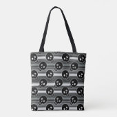 Black Skulls on Black White Stripe Pattern Tote Bag (Achterkant)