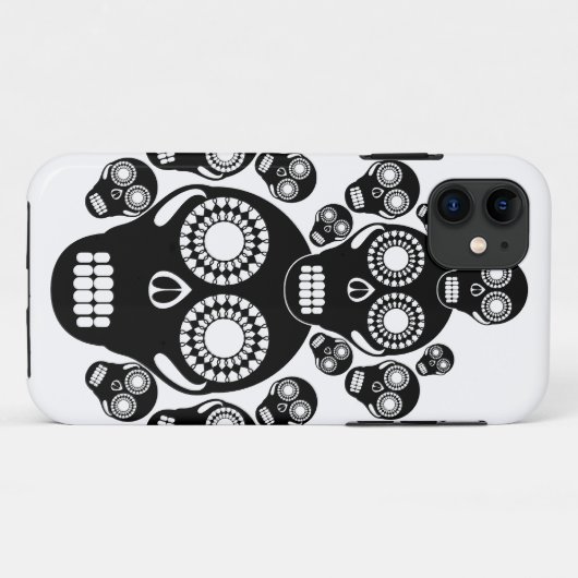 Black Skulls White Case-Mate iPhone Case (Achterkant (horizontaal))
