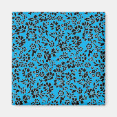 Black & Sky Blue Flowered Magneet (Voorkant)
