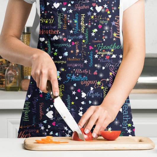 Black Sky Vol met harten en sterren Kleurrijk Mode Schort