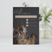 Black Slate Boho Rustic Floral Wedding RSVP-kaart RSVP Kaartje (Staand voorkant)