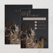 Black Slate Boho Rustic Floral Wedding RSVP-kaart RSVP Kaartje (Voorkant / Achterkant)