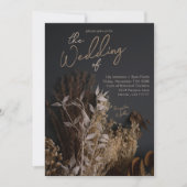 Black Slate Dark Dried Floral Boho Rustic Wedding Kaart (Voorkant)