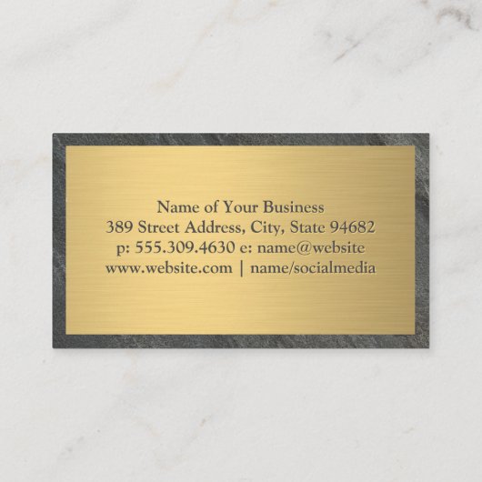 Black Slate | Goud metaal Visitekaartje (Achterkant)