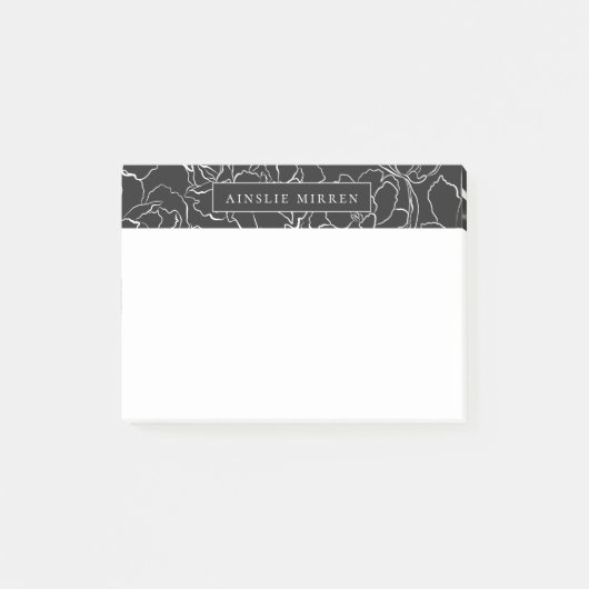 Black Slate Simply Floral-gepersonaliseerd Post-it® Notes (Voorkant)