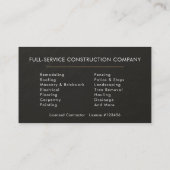 Black Slate Stone Building Construction  Visitekaartje (Achterkant)