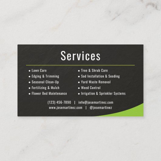 Black Slate Stone Landscaping Lawn Care Visitekaartje (Achterkant)