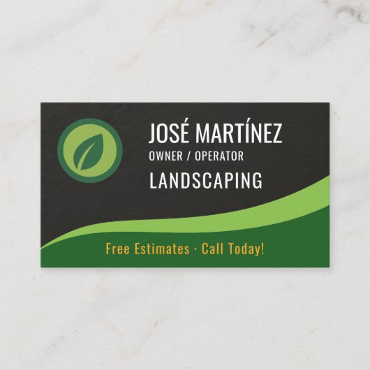 Black Slate Stone Landscaping Lawn Care Visitekaartje (Voorkant)