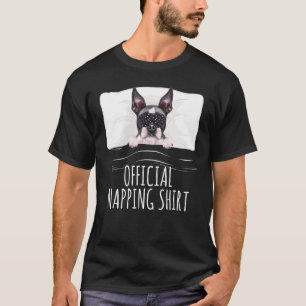 Black Sleep Mask Boston Terrier Official Napping T-shirt