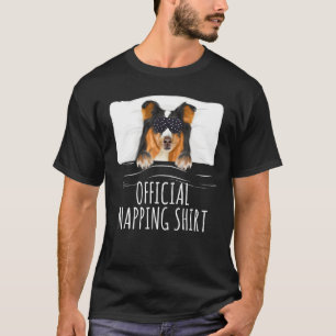 Black Sleep Mask Shetland Sheepdog Officier Nappin T-shirt