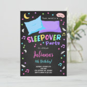 Black Sleepover Party Verjaardag uitnodiging (Staand voorkant)