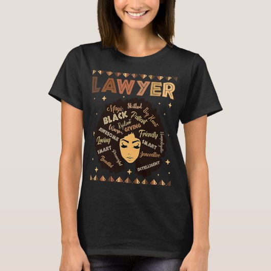 Black Smart Lawyer Afro Hair Melanin African Ameri T-shirt (Voorkant)