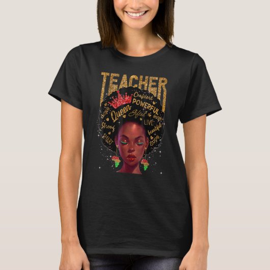 Black Smart Teacher Afro Black History BLM Melanin T-shirt (Voorkant)