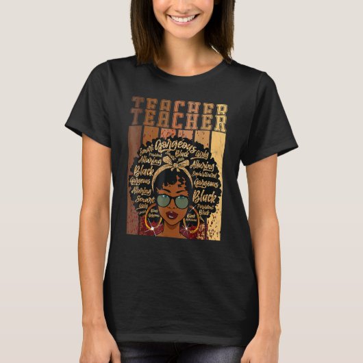Black Smart Teacher Afro Love Melanin African Amer T-shirt (Voorkant)