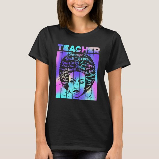 Black Smart Teacher Afro Love Melanin African Amer T-shirt (Voorkant)