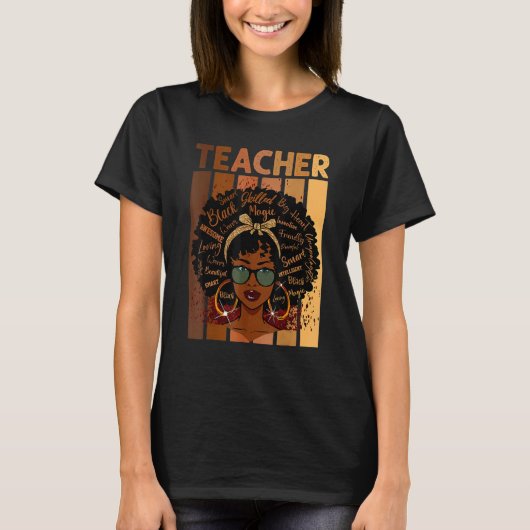 Black Smart Teacher Afro Love Melanin African Amer T-shirt (Voorkant)