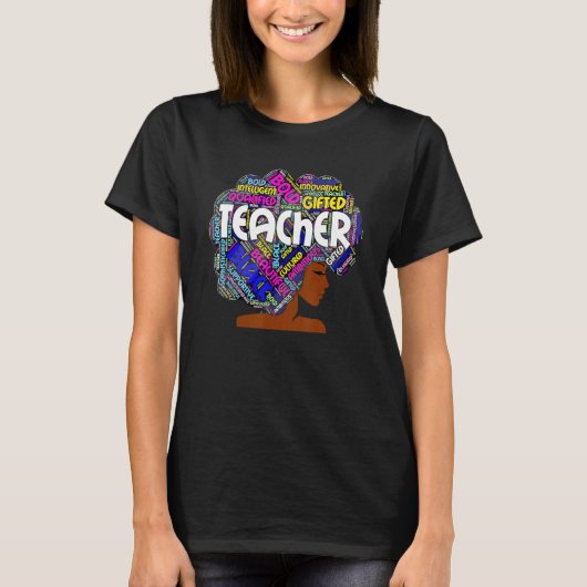 Black Smart Teacher Afro Love Melanin African Amer T-shirt (Voorkant)
