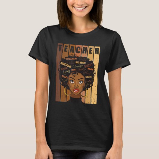 Black Smart Teacher Afro Love Melanin African Amer T-shirt (Voorkant)