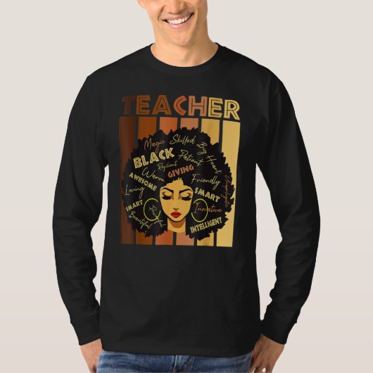 Black Smart Teacher Afro Love Melanin African Amer T-shirt (Voorkant)